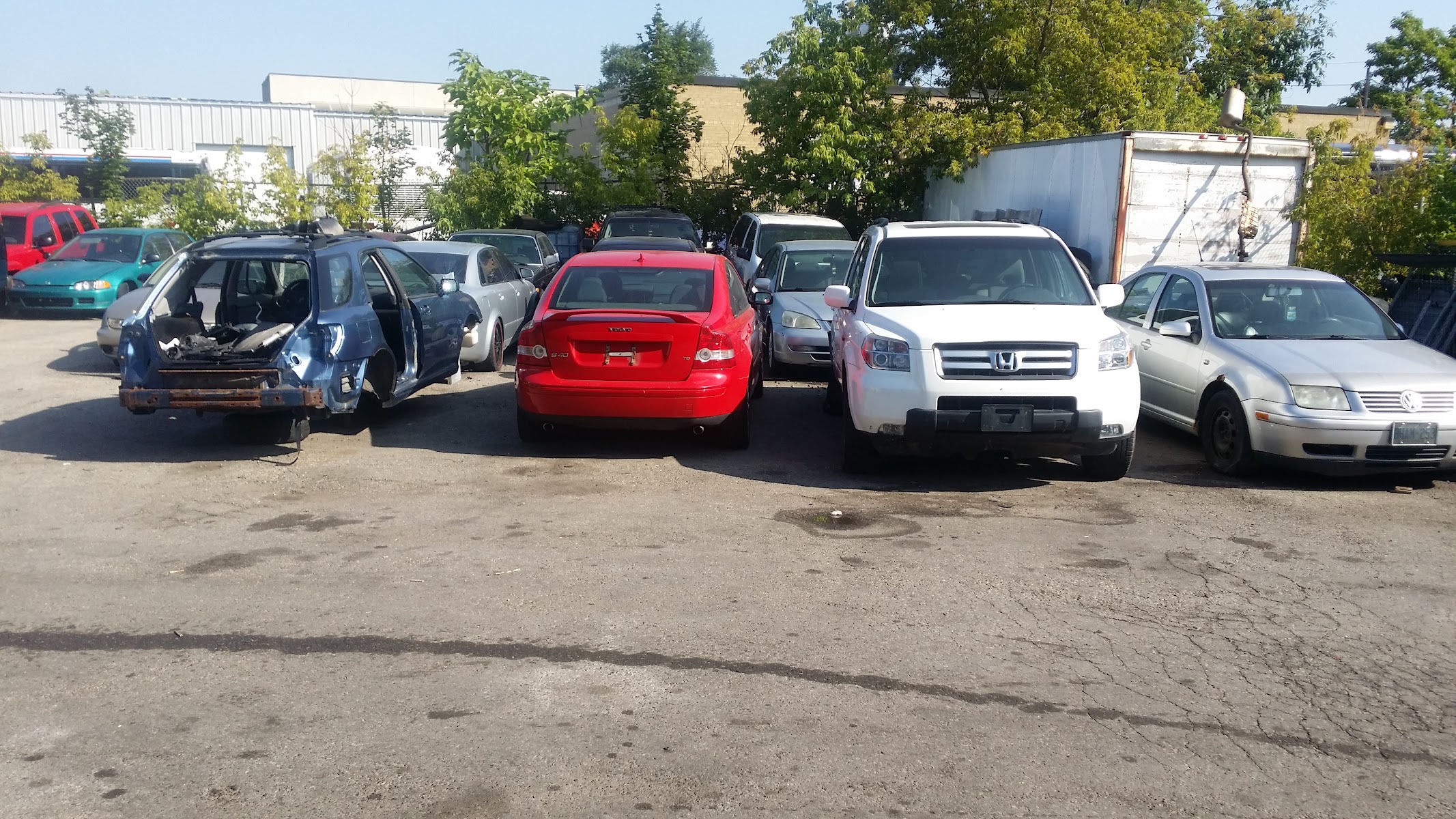 Vehicles in the shop yard